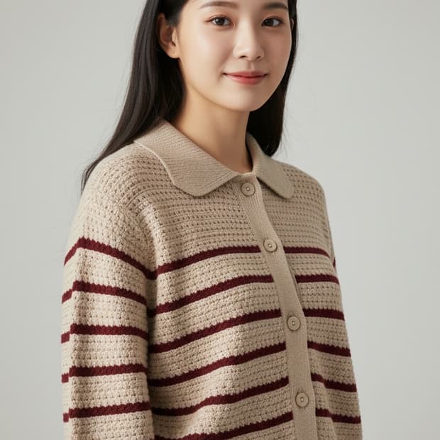 SJSJ 레드 스트라이프 니트 가디건 F