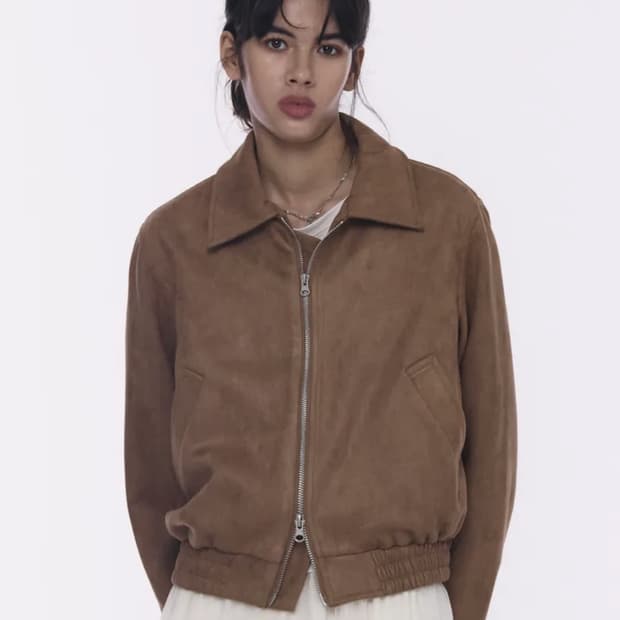 비건 투웨이 블루종 스웨이드 밴딩 점퍼 자켓