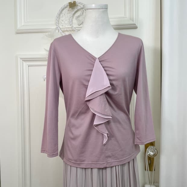 lavender ruffle point shirring tencel to