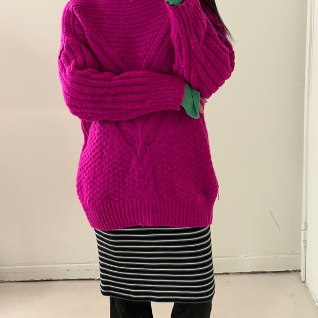 일본빈티지 핫핑크 스웨터 니트