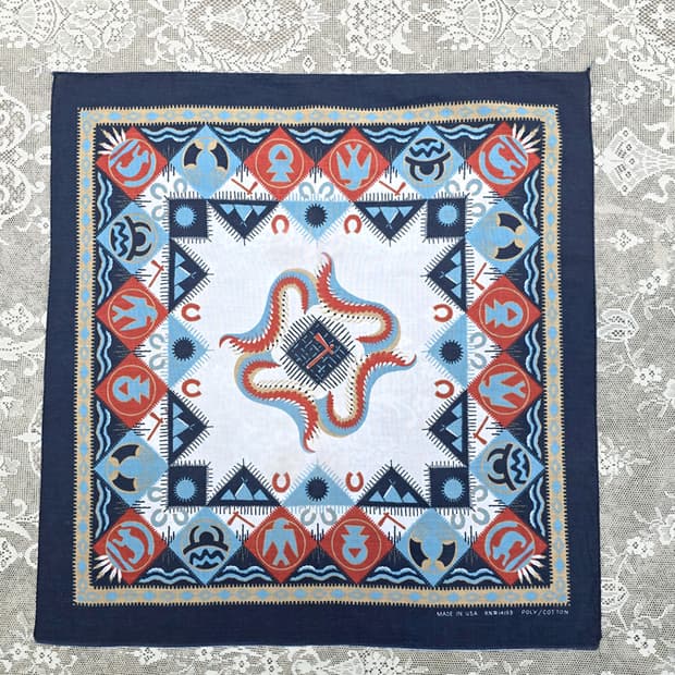 80-90s 아즈텍 남서부 웨스턴 반다나 (made in usa)
