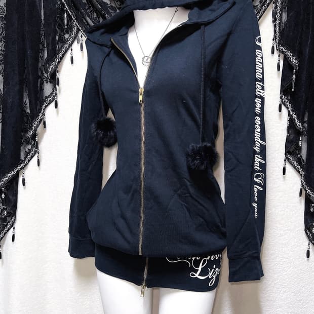 리즈리사돌 오네갸루 고스펑크 레터링 후드집업 폼폼 원피스 y2k 키치