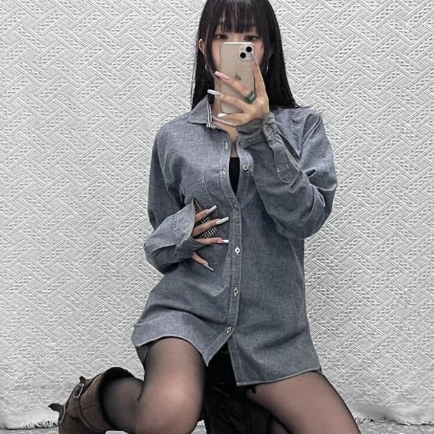 빔즈 빈티지 컨트리 캐주얼 모던 키치 자카드 셔츠 L C13270