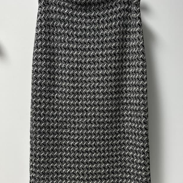 여성 메리노울 100% 흰검 롱 펜슬 스커트 S사이즈
