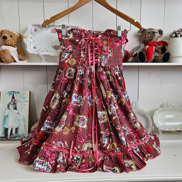 바디라인 로즈 코르셋 튜브탑 스커트