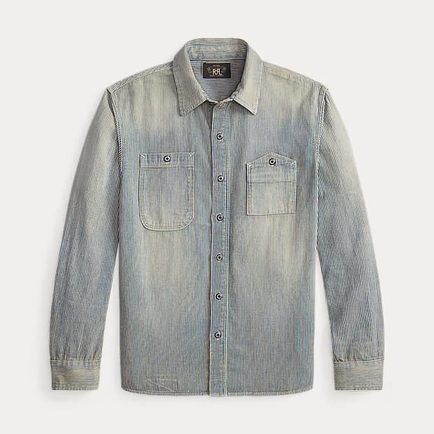 RRL 더블알엘 인디고 스트라이프 트윌 워크셔츠 M 신품 히코리
