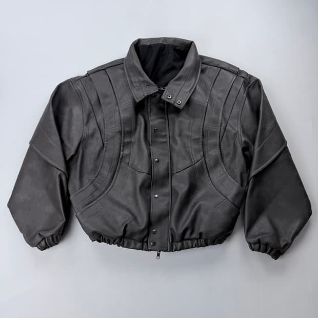 Leather 크롭 봄버 자켓