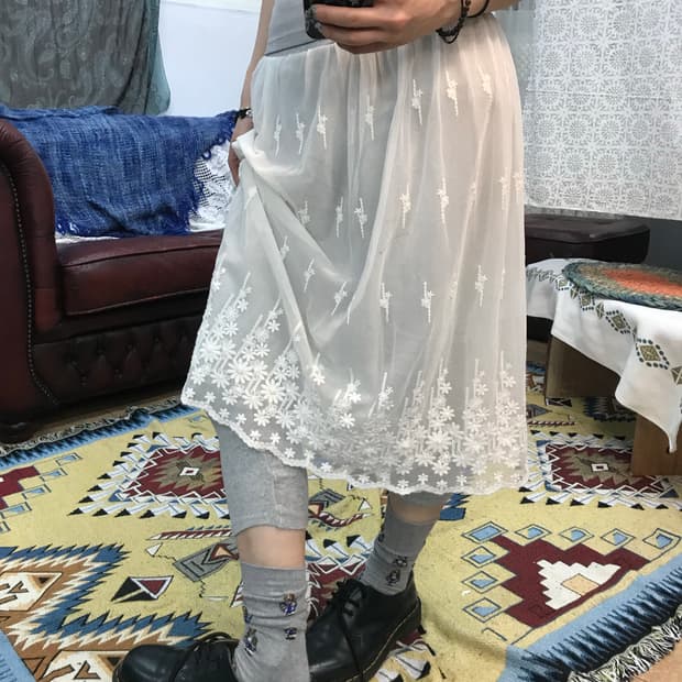 빈티지 여성 7부 레깅스 미디스커트 (Z994)