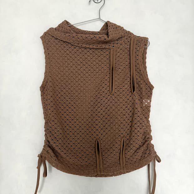 eyelet ruched sleeveless top