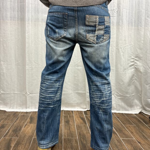 탑스웨이크 디스트로이드 빈티지 패치워크 데님 팬츠