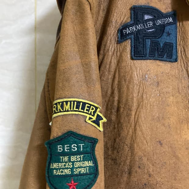 (L) 빈티지 패치 a2 가죽 자켓