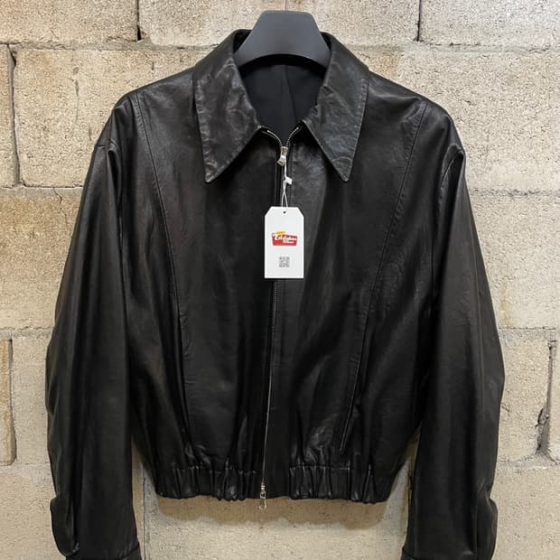 쿠어 램스킨 블루종 레더 자켓