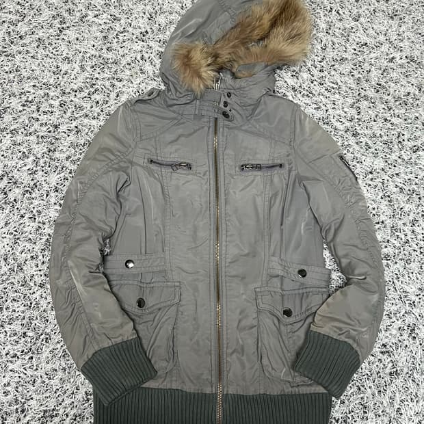 Fur trimmed hooded parka