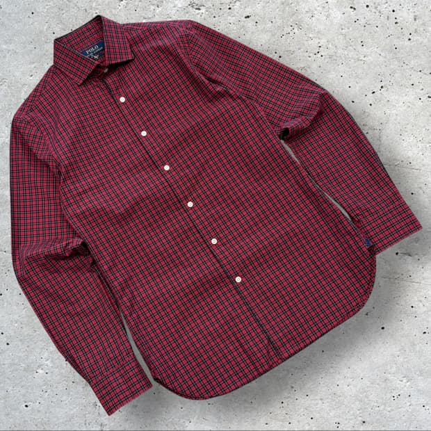 [M] 폴로 랄프로렌 슬림핏 레드 체크 셔츠 C861