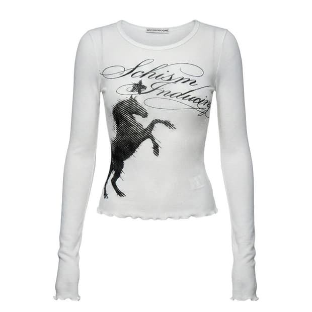 스키즘 인듀싱 HORSE FLARED SLEEVE TOP WHITE