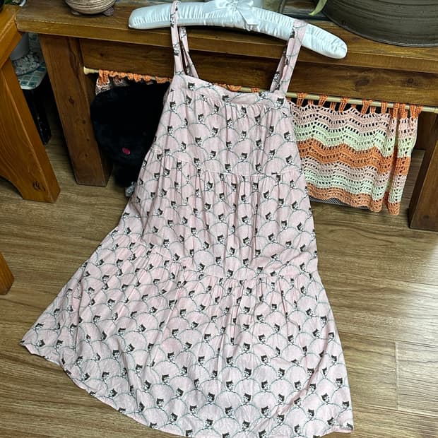 빈티지 핑크 고양이 원피스 달천깔 오네갸루 긱시크 고딕 스나계 발레코어