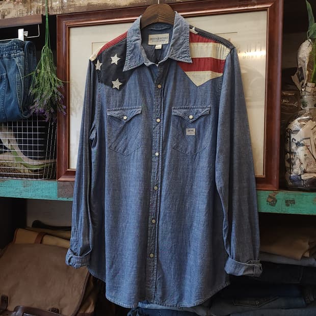 폴로 데님앤서플라이 성조기 샴브레이 워크셔츠 L
