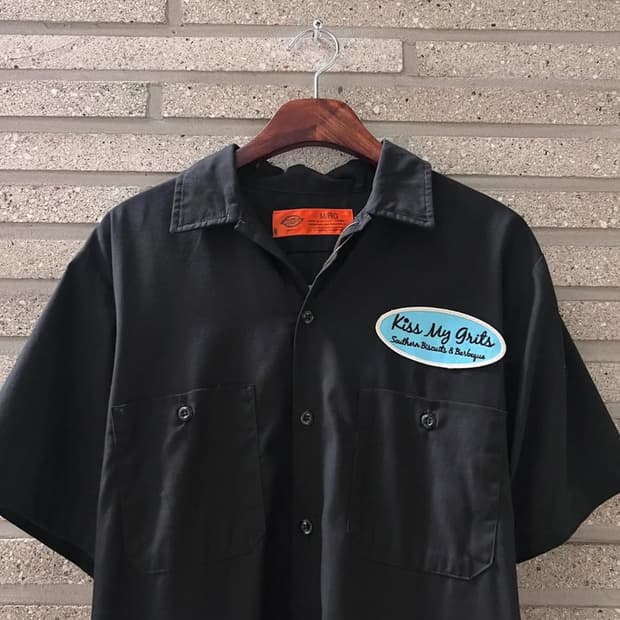 [M]디키즈 USA 자수 로고 패치 2포켓 블랙 워크 셔츠