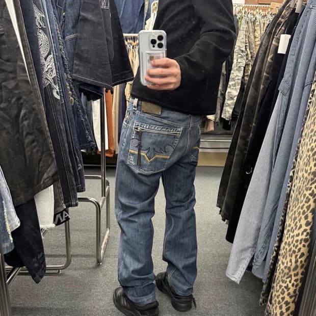 디젤 빈티지 워싱 자수 데님팬츠