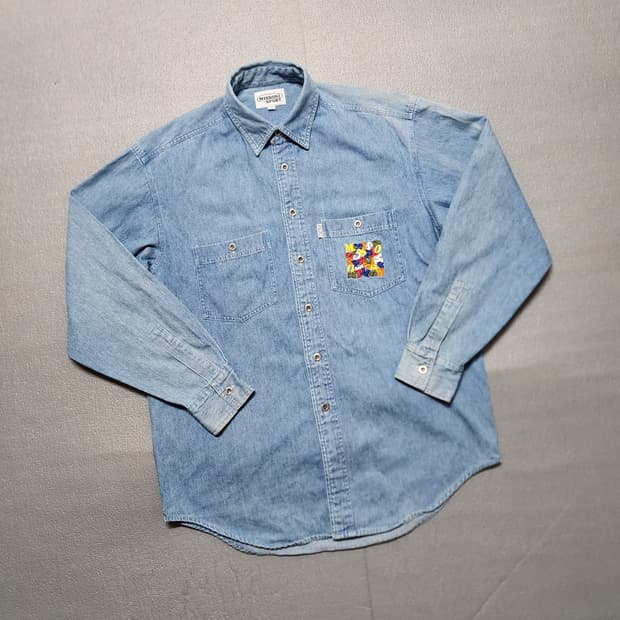 빈티지 미쏘니 스포츠  컬러퍼즐 포켓 데님 셔츠