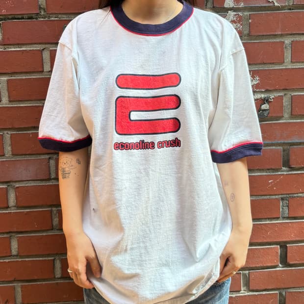 90’s 빈티지 이코노라인 크러쉬 링거 티셔츠