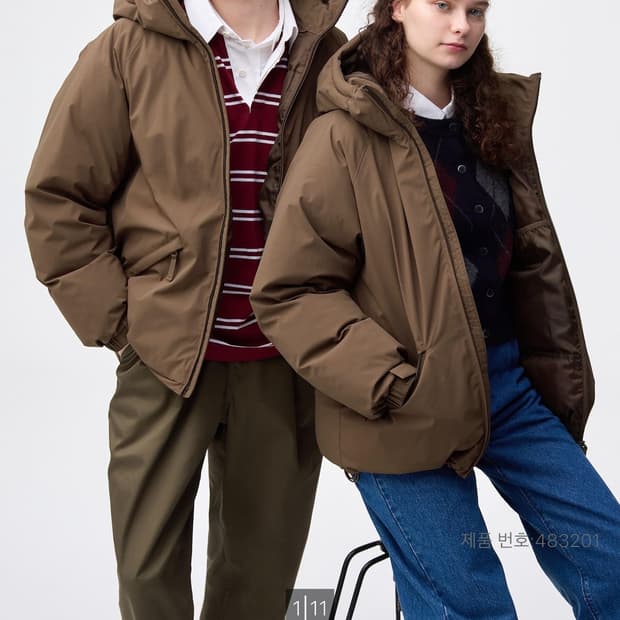 GU 웜패디드파카 브라운 S 새상품