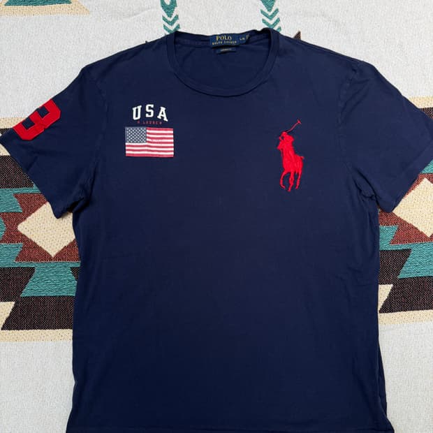 폴로 랄프로렌 빅포니 성조기 반팔 T shirts L