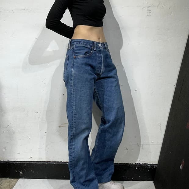 리바이스 501 xx USA 중청 와이드 데님 팬츠 