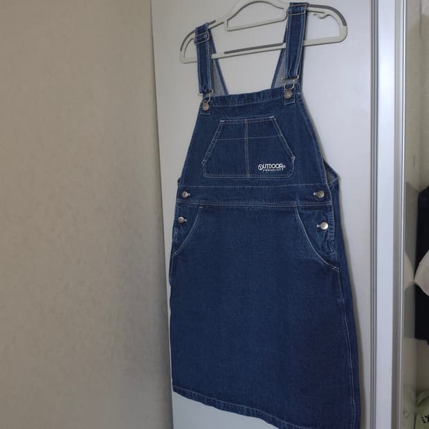 아웃도어 데님 멜빵 원피스