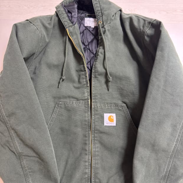 칼하트 WIP OG 액티브 자켓 올리브 스톤 캔버스