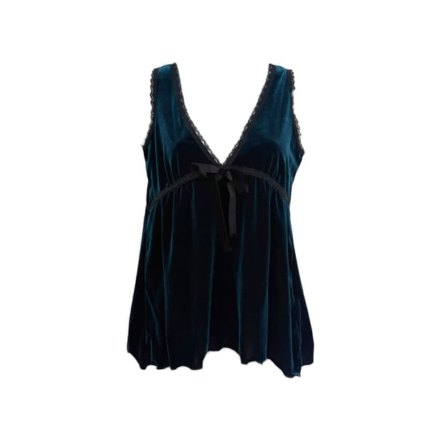 teal velvet ribbon top