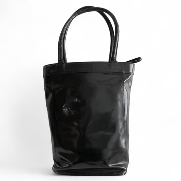 요지 야마모토 와이즈 소가죽 드로스트링 핸드백