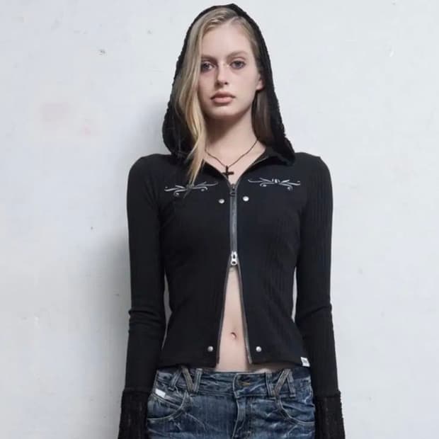 힐다 hilda lace hood zipup 레이스 후드집업