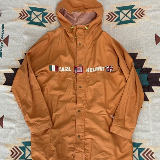 90s Karl helmut orange string rain coat 