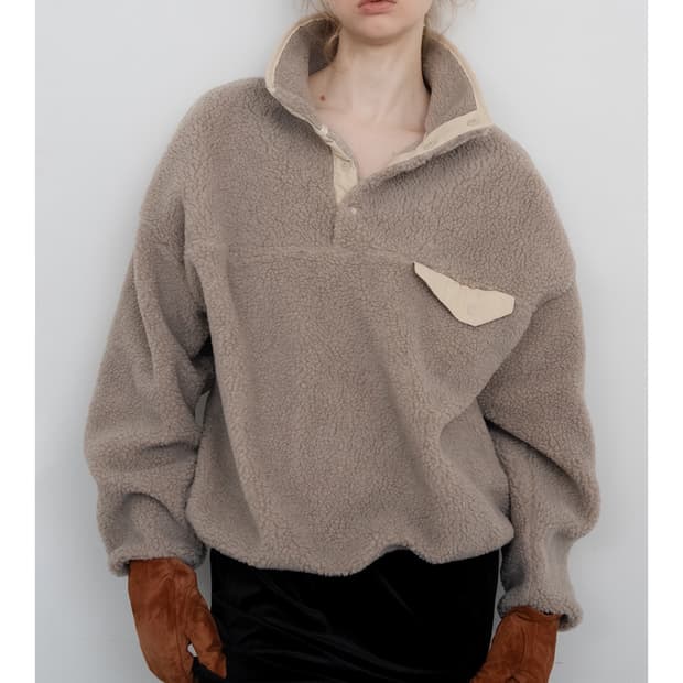 새상품)위드아웃썸머 테디 플리스 아노락 모카