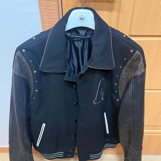 (L) 앤더슨벨 패치울&레더 바시티 자켓
