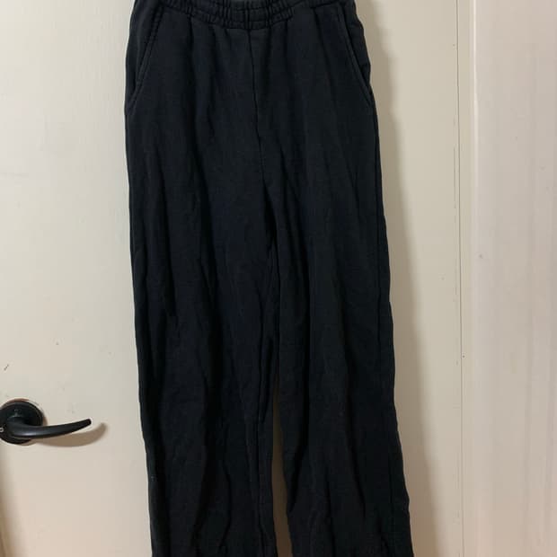 PVCS 검정 와이드 트레이닝 팬츠