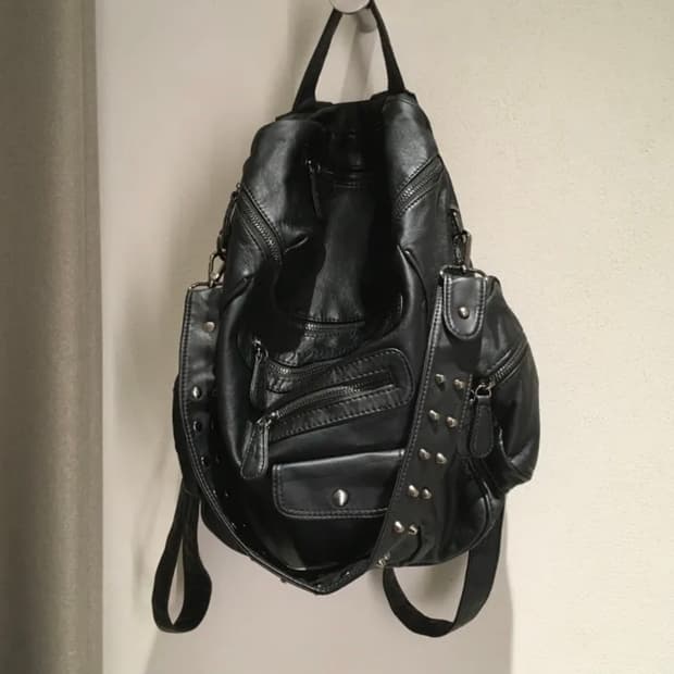 새상품) 블랙 투웨이 레더 백팩