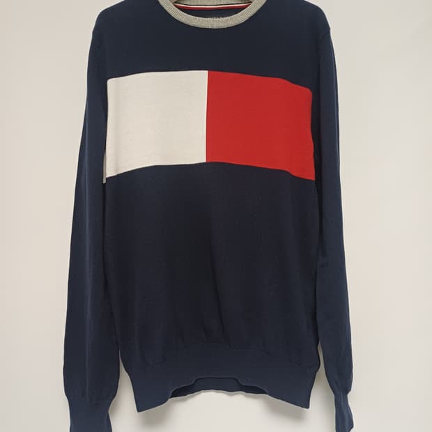 (정품) 타미힐피거 빅플래그 코튼 니트 (M)