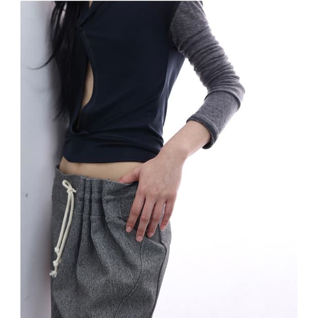 ULIKASANCTUS CURTAIN MIDI SKIRT (GREY)