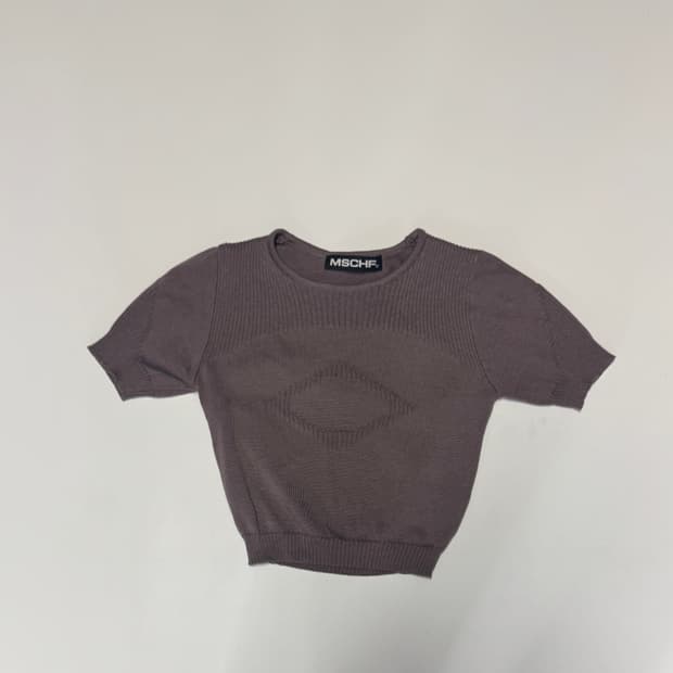 희귀!! 여성 미스치프 MSCHF 롬버스 반팔 니트 S 브라운