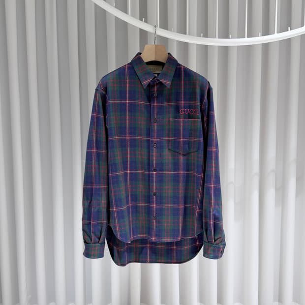 (S/48) / 구찌 플란넬 타탄 체크 셔츠 자켓