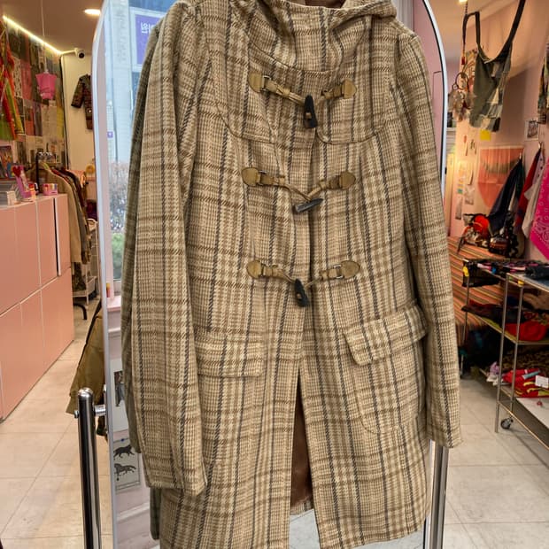 베네통 BENETTON 체크 떡볶이 코트