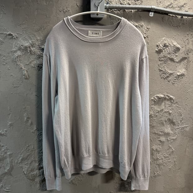 TIME 미니멀 니트 스웻셔츠 바이올렛 그레이 105
