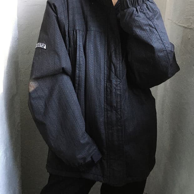 Stussy 올드 스투시 차콜 헤링본 후드 자켓 