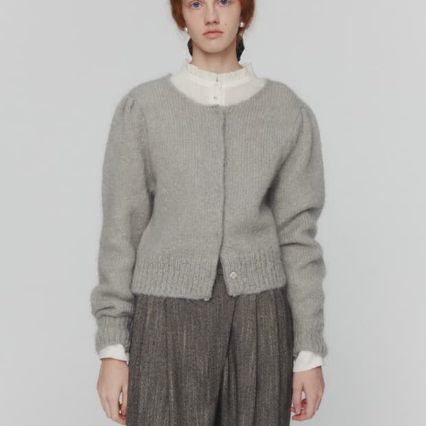 amomento new grandma cardigan light grey