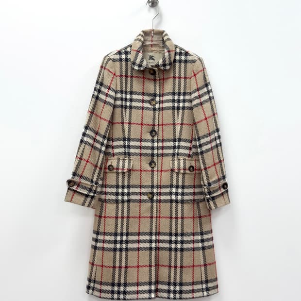 Burberry Nova Check Wool Coat Beige