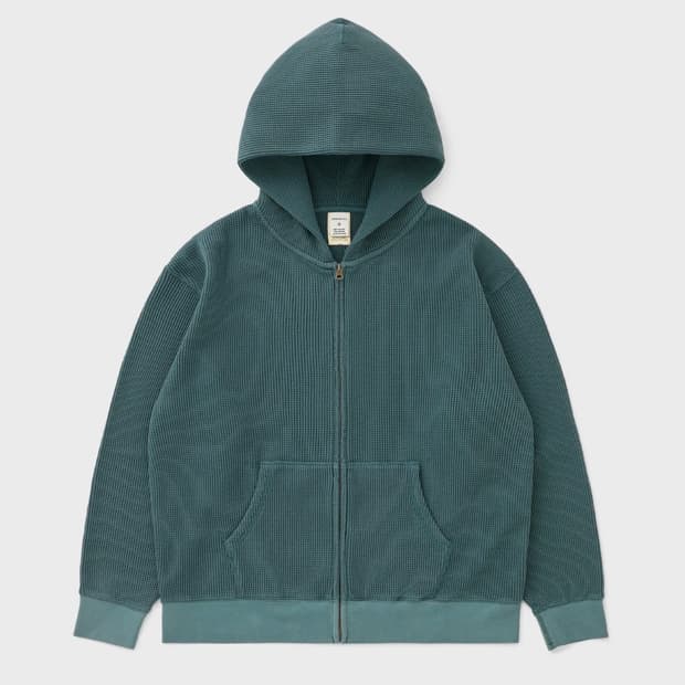 카키스 민트 와플 후드집업