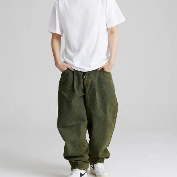 (XL)비에스래빗 미드90 배기 대님 팬츠 빈티지 옐로우