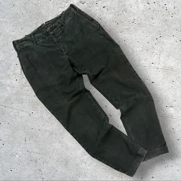 [48] 인코텍스 워시드 그린 코튼 팬츠 D563